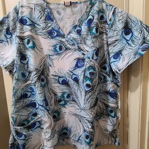 Denice Plus Size Peacock Scrub Top